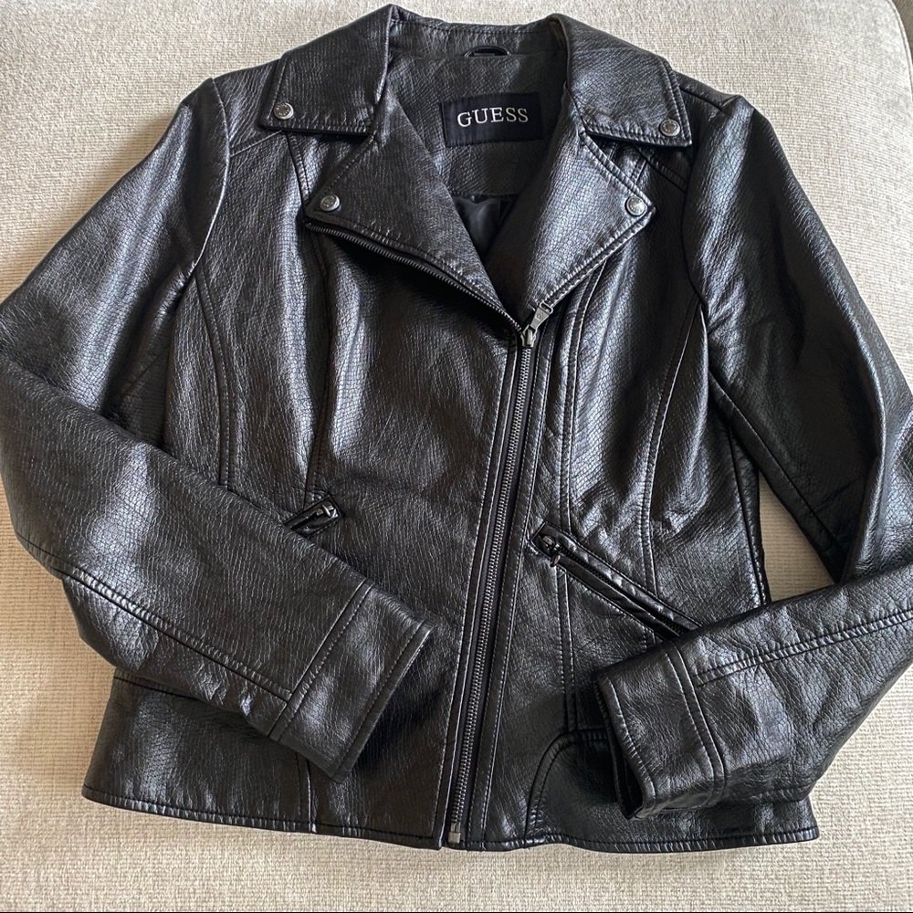 Guess Vegan Snake Print Leather Jacket